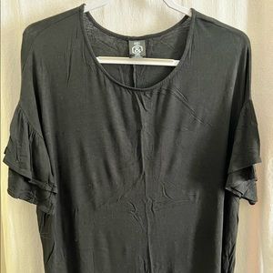 Women s Agnes & Dora Black Frill Sleeves Top Plus Size 2XL